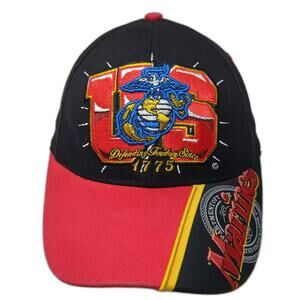 Capsmith USMC Marine Corps Baseball Cap Black Red OS Embroidered Adjustable Hat